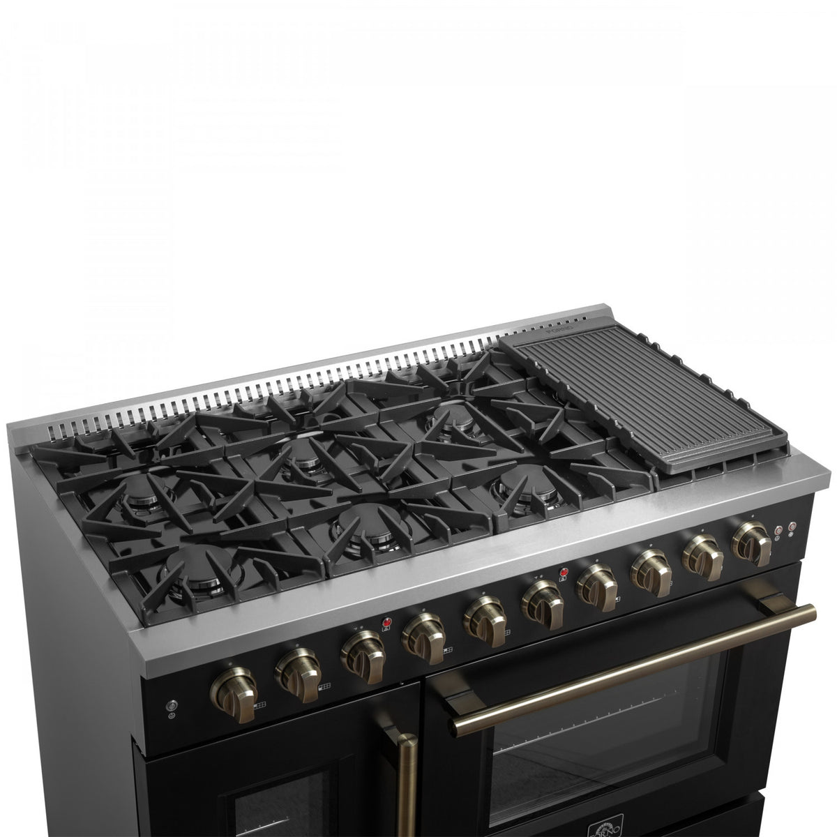 Forno Galiano 48" Black Freestanding Double Oven Gas Range (6.58 Cu. Ft.) - FFSGS6444-48BLK