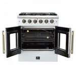 Forno Galiano 30" White French Door Freestanding Gas Range (4.32 Cu. Ft.) - FFSGS6444-30WHT