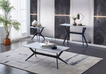 Kalani 47" Coffee Table - White Sintered Stone & Black Metal