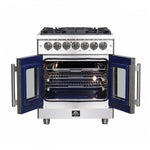 Forno Massimo 30" Stainless Steel French Door Dual Fuel Range with True Convection (4.32 Cu. Ft.) - FFSGS6325-30