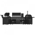 Forno All'Aperto Black Countertop Outdoor Kitchen with 86,600 BTU BBQ, 24" Plancha and 18" Pizza Oven - FODKT2568BLK