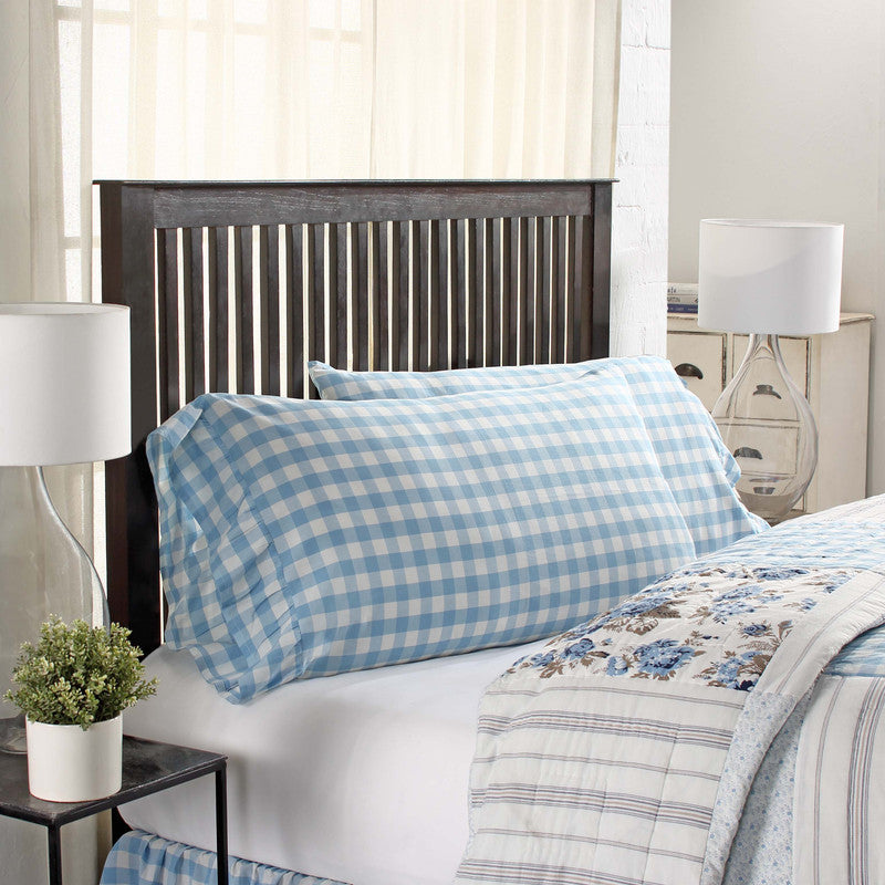 Selena III King Pillow Case - Blue Check - Set of 2