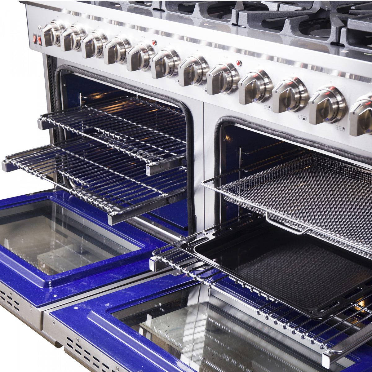 Forno Massimo 60" Stainless Steel Freestanding Double Oven Gas Range with Air Fry (8.64 Cu. Ft.) - FFSGS6239-60