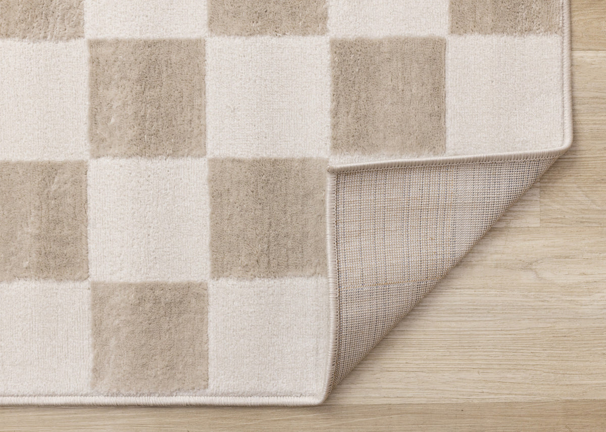 Logan Modern Checkered Area Rug - 5' X 8' - Beige/Cream