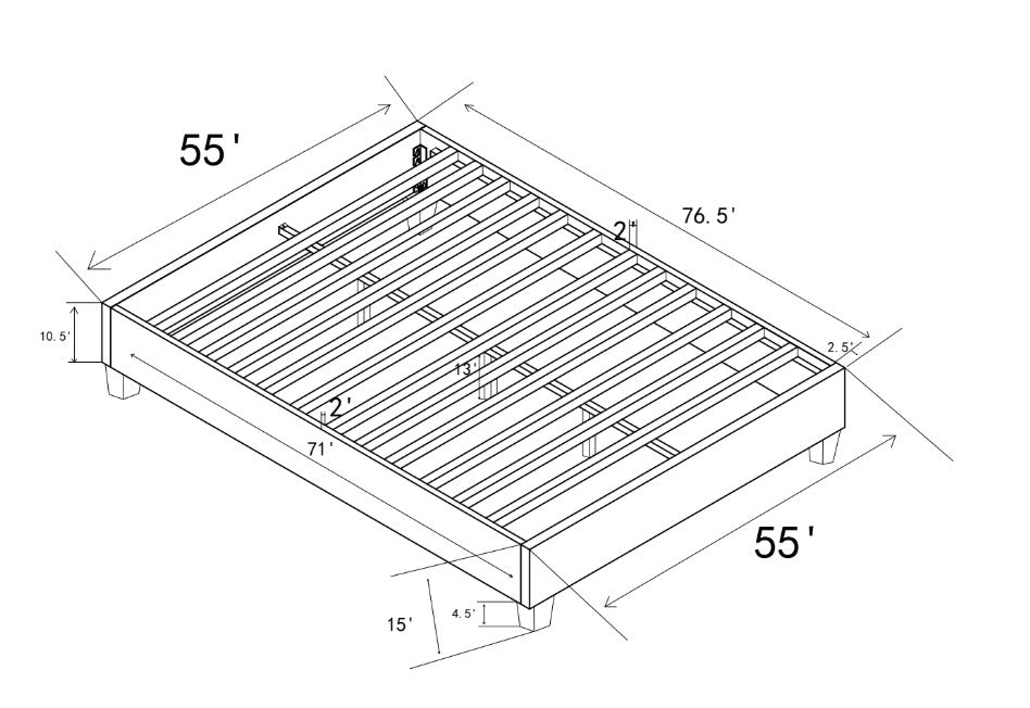 Meyer Full Platform Bed Base - Grey