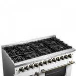 Forno Galiano 48" White Freestanding Dual Fuel Double Oven Range with True Convection (6.58 Cu. Ft.) - FFSGS6356-48WHT
