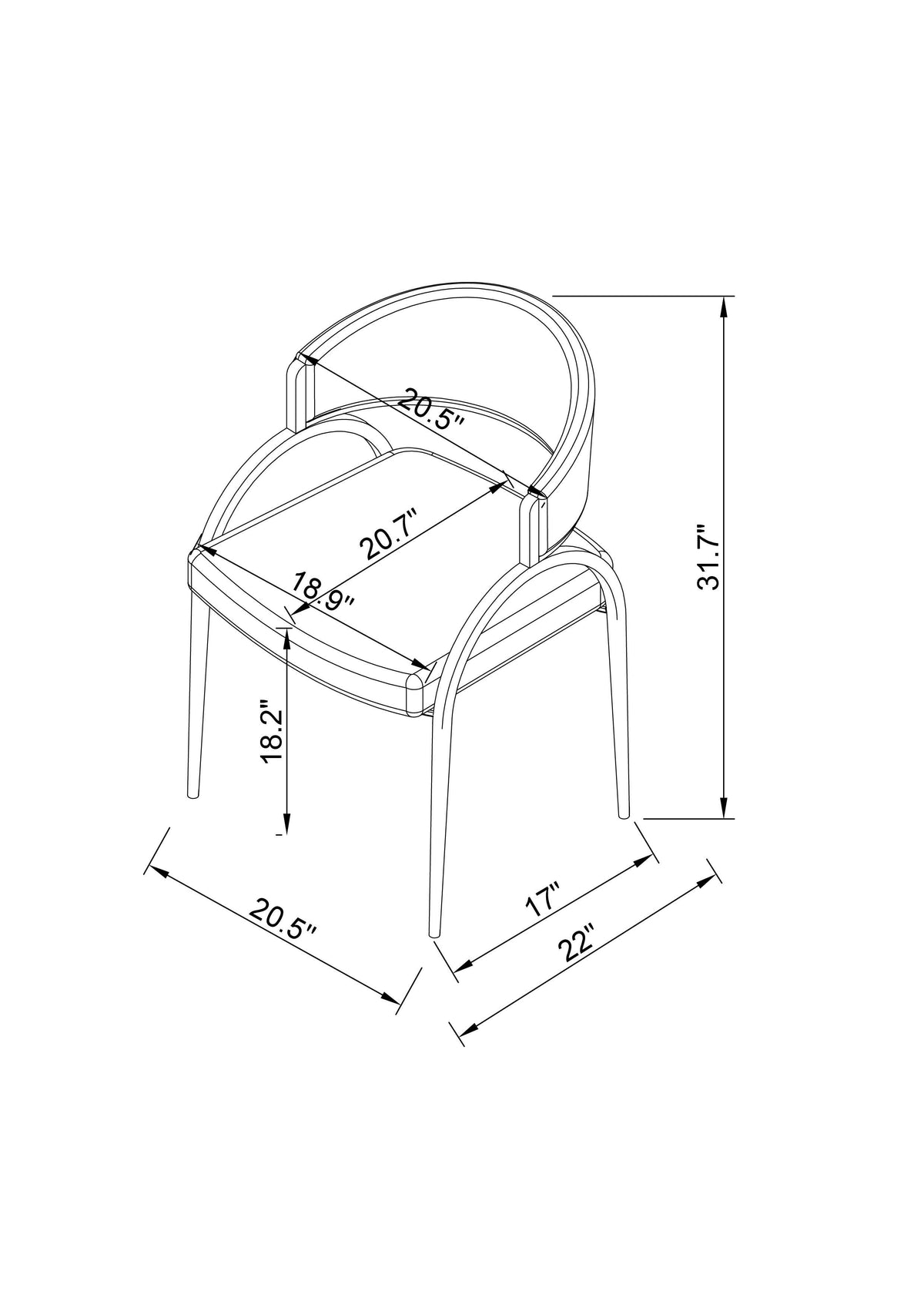 Sena Dining Chair - Grey/Black - Set of Two
