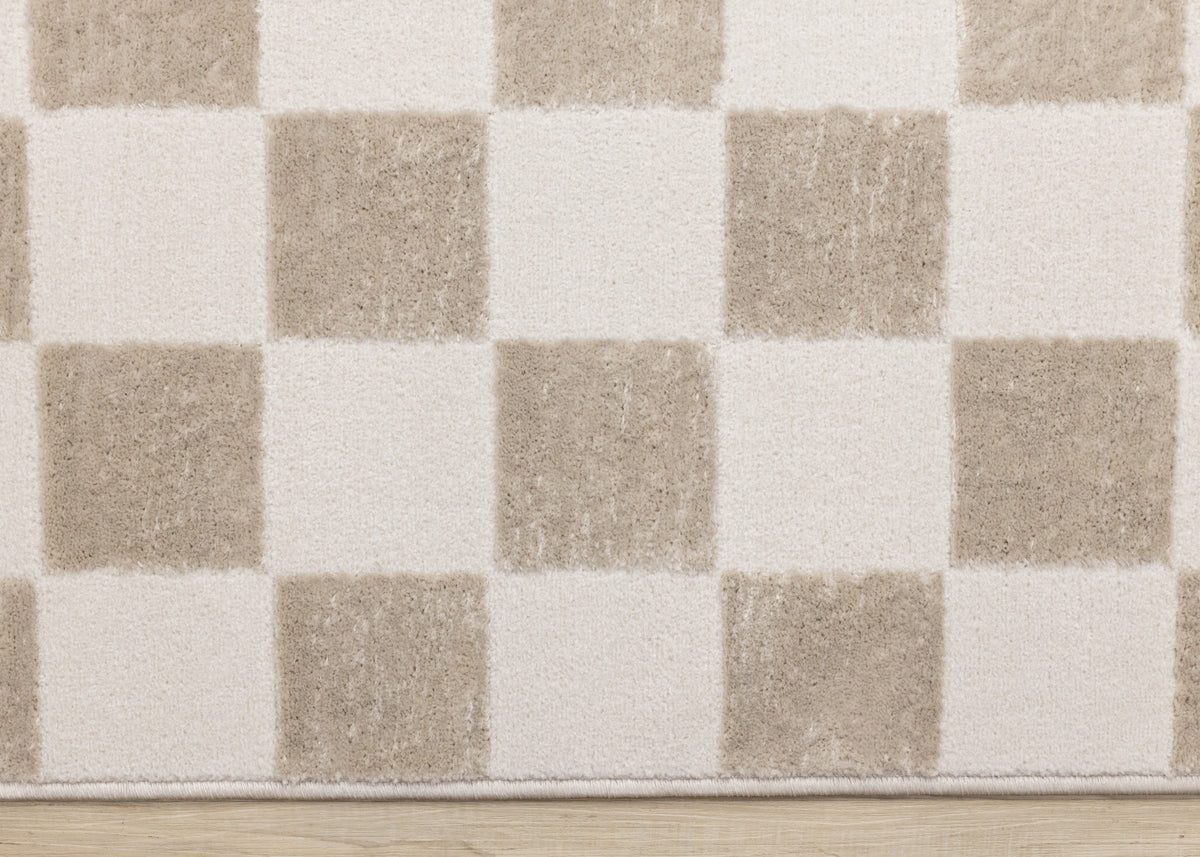 Logan Modern Checkered Area Rug - 5' X 8' - Beige/Cream