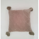 Rustic Charm 18 x 18" Chevron Weave Cushion with Tassels - Beige, Brown