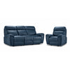 Apollo Leather Dual Power Reclining Sofa and Glider Recliner Set - Navy