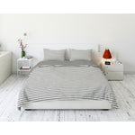 Cotton House 3-Piece Queen Duvet Cover Set - Pewter Stripes