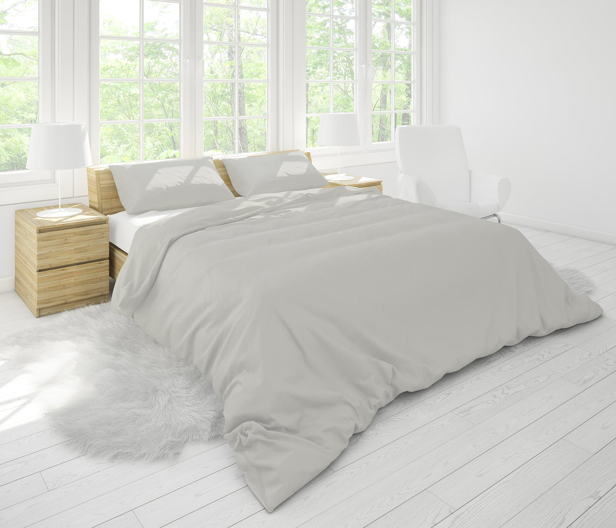 Cotton House Twin Duvet Cover Set - Silver