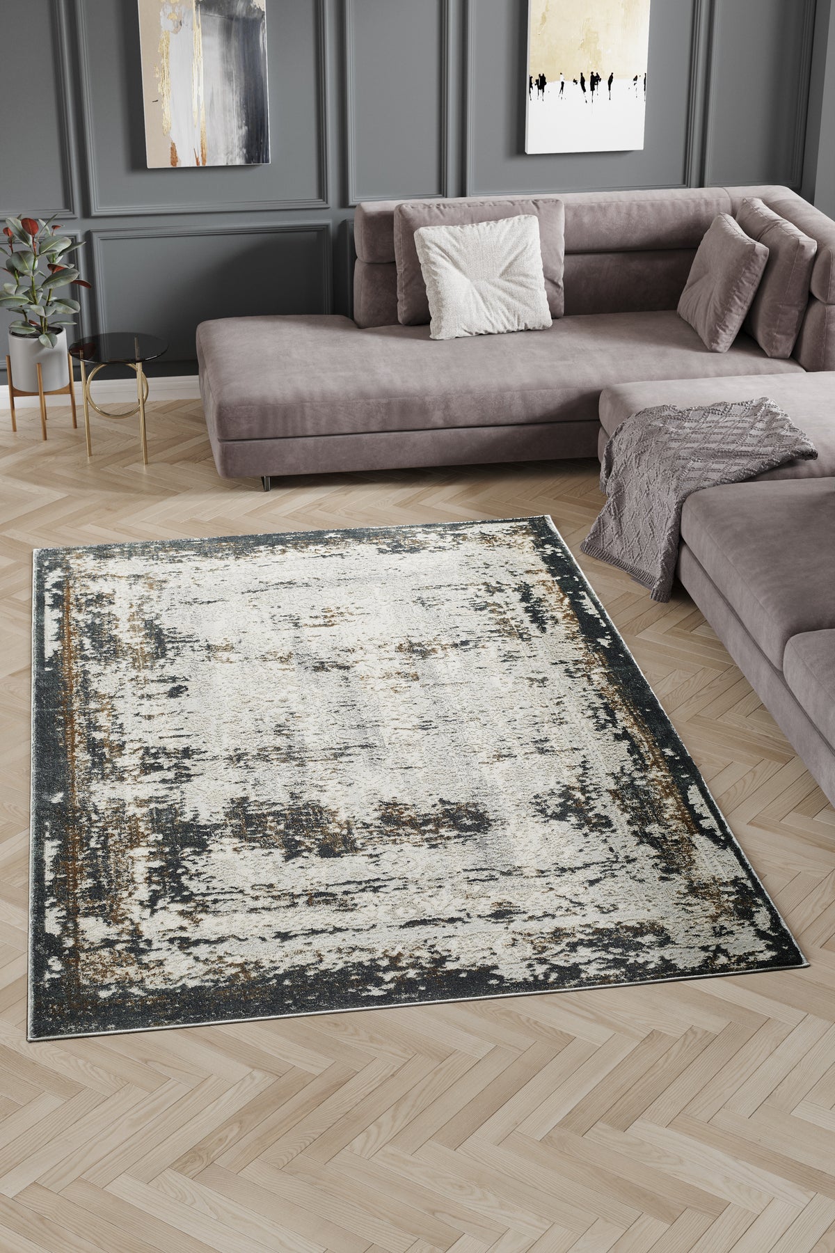 L2 Decor Emojy Area Rug 7' x 10' - Cream, Grey