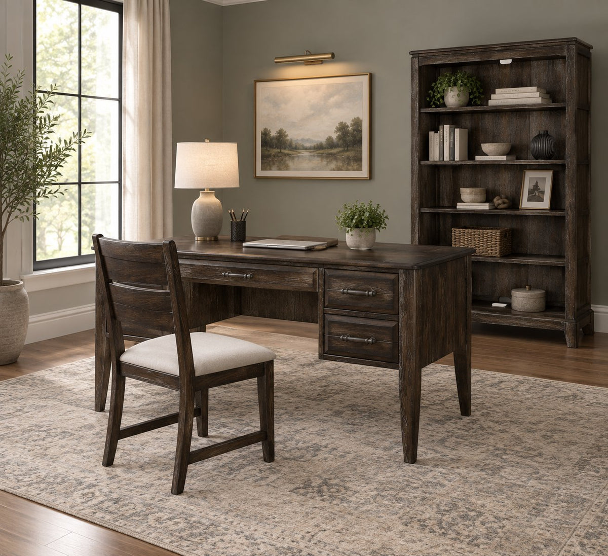 Bellamy Lane 5-Drawer Desk - Coffee