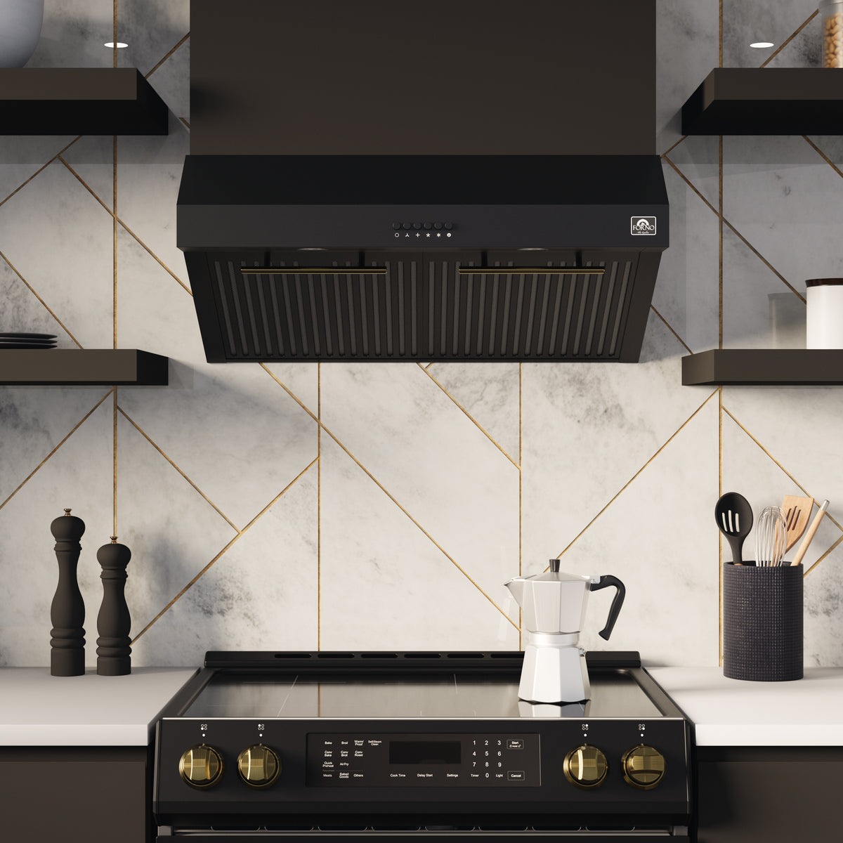 Forno Premium Black Kitchen Package with Range and Range Hood - FBDL-002-02CA