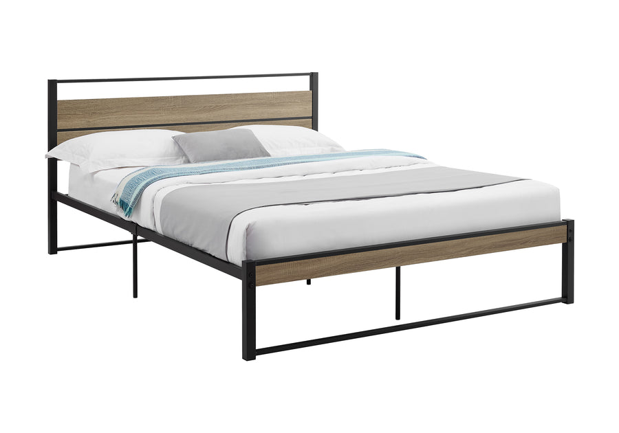 Zyro Queen Bed - Dark Taupe/Black