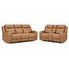 Jackson Leather Power Reclining Sofa and Loveseat Set with Heat and Massage - Butternut