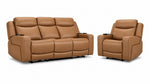 Jackson Leather Power Reclining Sofa and Recliner Set - Butternut with plush headrests, wide arms and power controls