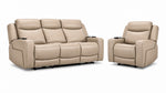 Jackson Power Reclining Sofa and Recliner Set - Pristine with padded headrests, wide arms and leather upholstery