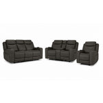 Jackson Leather Power Reclining Sofa, Loveseat and Recliner Set - Anthracite with plush headrests, wide arms and power controls