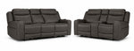 Jackson Leather Power Reclining Sofa and Loveseat Set - Anthracite with plush headrests, wide arms and power controls