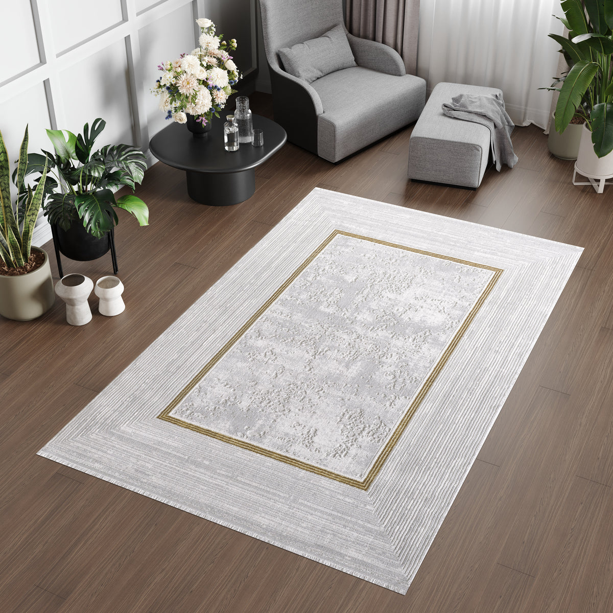 L2 Decor Lazer Area Rug 5' x 8' - Light Grey