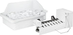Ice maker assembly with white ice storage bin