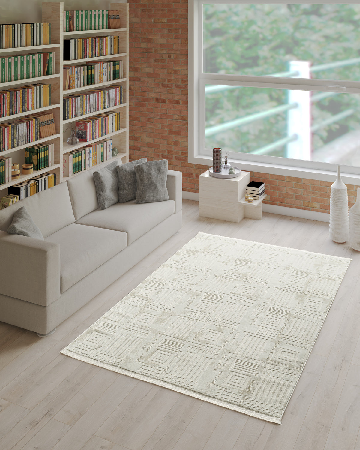 L2 Decor Petra Area Rug 7' x 10' - Cream