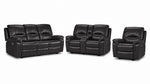 Peyton Power Reclining Sofa, Loveseat and Recliner Set - Grey with plush backs, padded arms and power controls