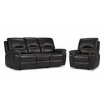 Peyton Power Reclining Sofa and Recliner Set - Grey with plush backs, padded arms and side-mounted power controls
