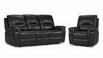 Peyton Power Reclining Sofa and Recliner Set - Grey with plush backs, padded arms and side-mounted power controls