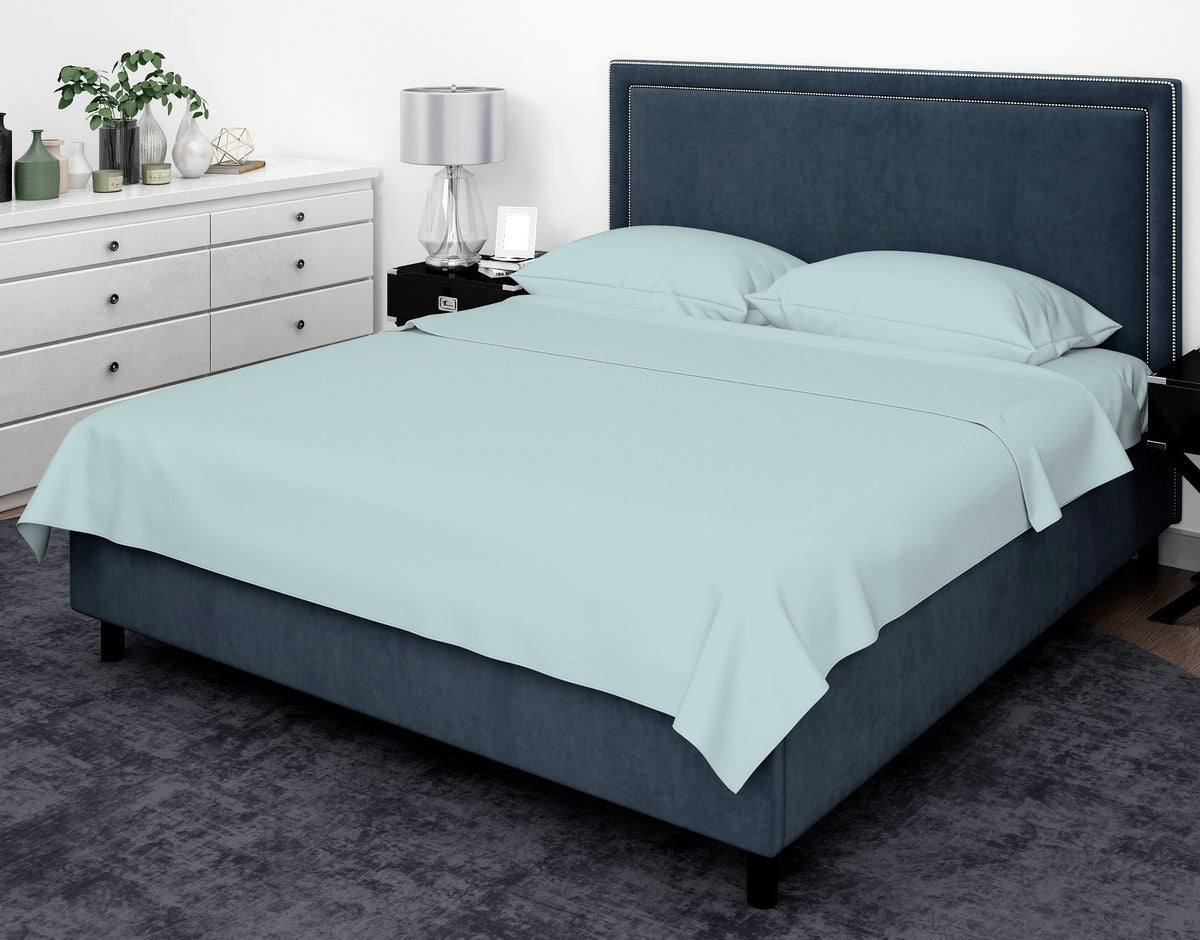 Cotton House 100% Cotton Pima Full Sheet Set - 500 Thread Count Winter Sky Blue