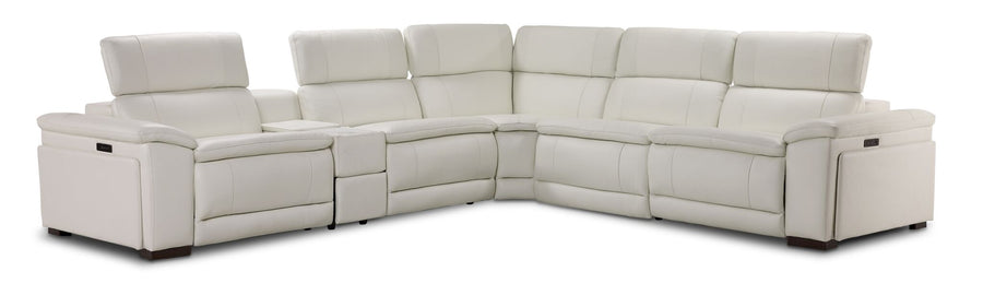 Ajax Leather 6-Piece Dual Power Reclining Sectional - White