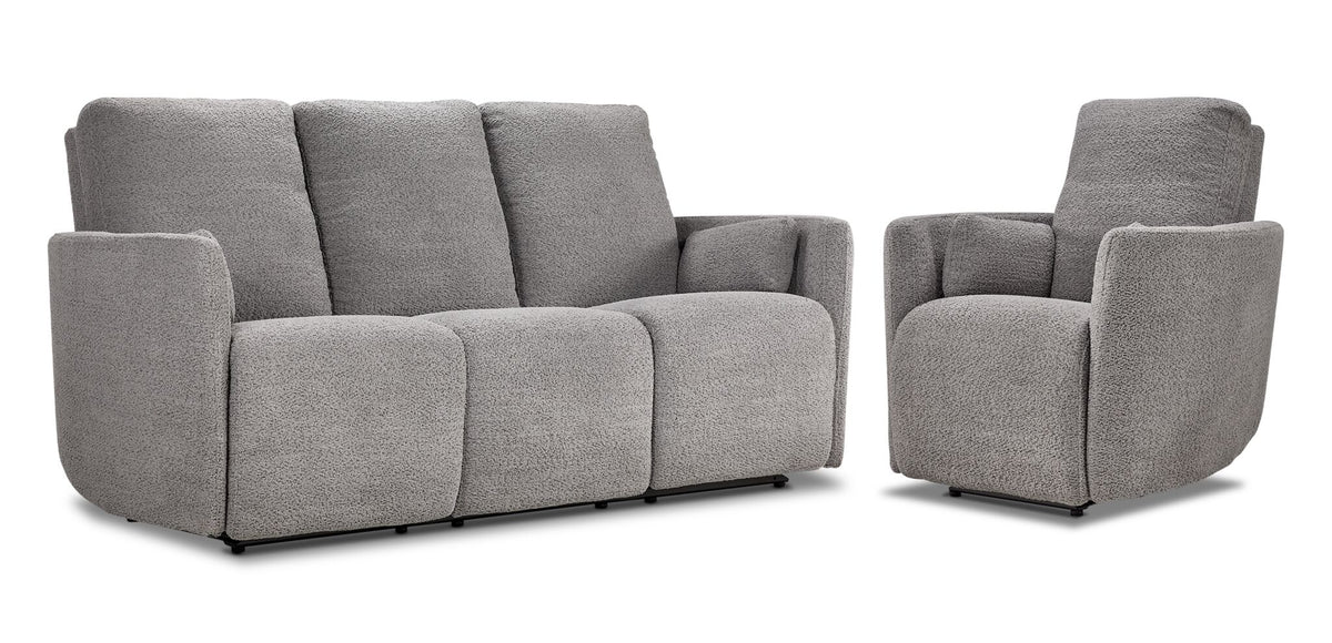 Alexis Power Reclining Sofa and Recliner Set - Grey