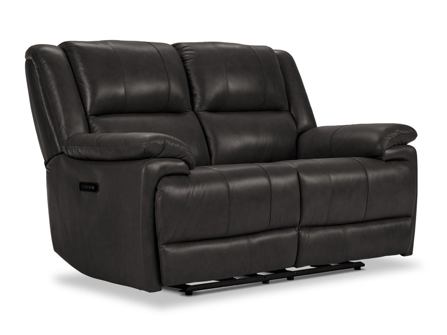 Allie Leather Dual Power Reclining Loveseat - Granite