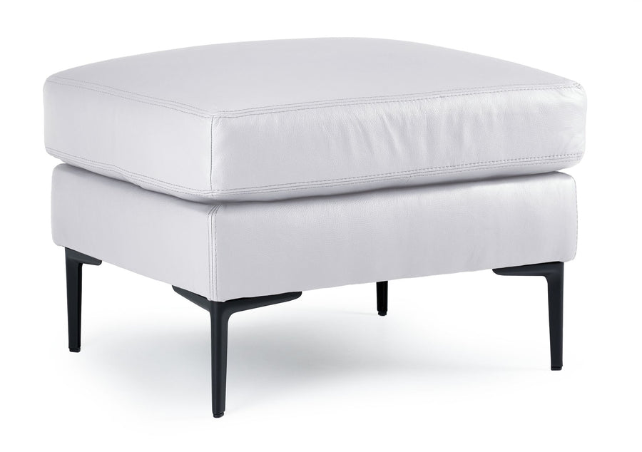 Chito Leather Ottoman - Silver Grey