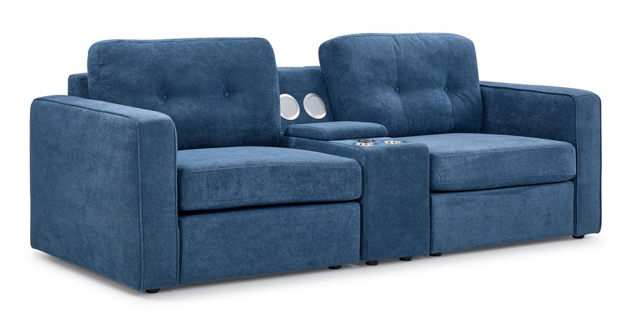Feeling Connected - Connex 3-Piece Modular Chair with Storage Console - Blue
