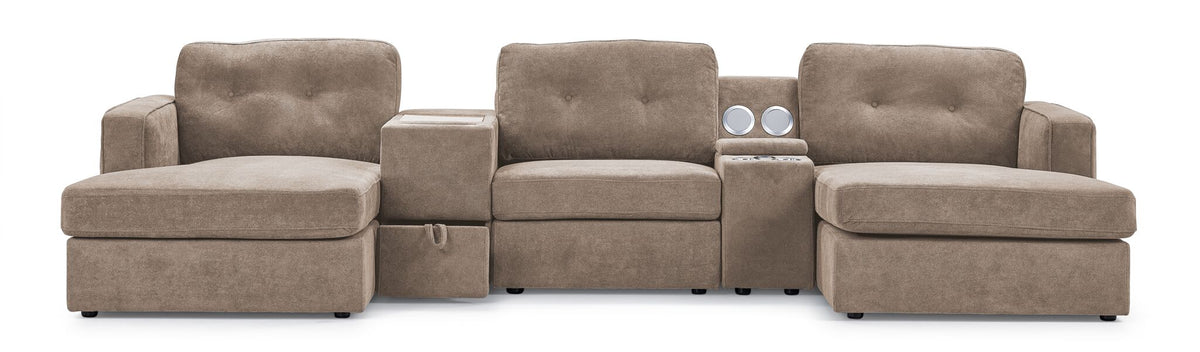Feeling Connected - Connex 5-Piece Modular Sectional with Consoles - Beige