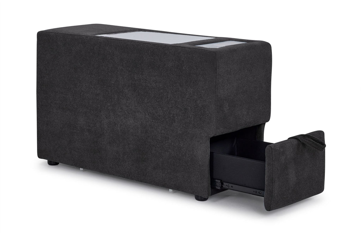 Feeling Connected - Connex 3-Piece Modular Sectional with Chaise and Drawer Console - Dark Grey