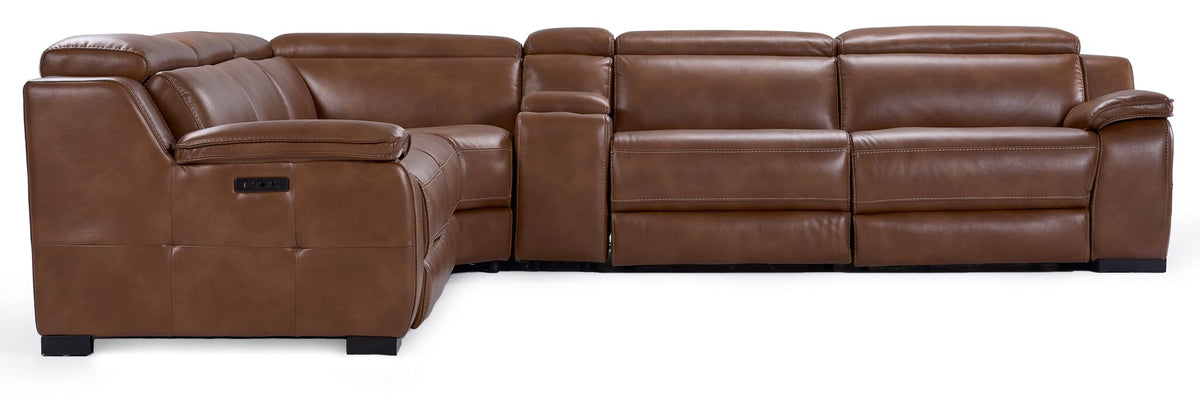 Corsica 6-Piece Dual Power Reclining Sectional - Brown