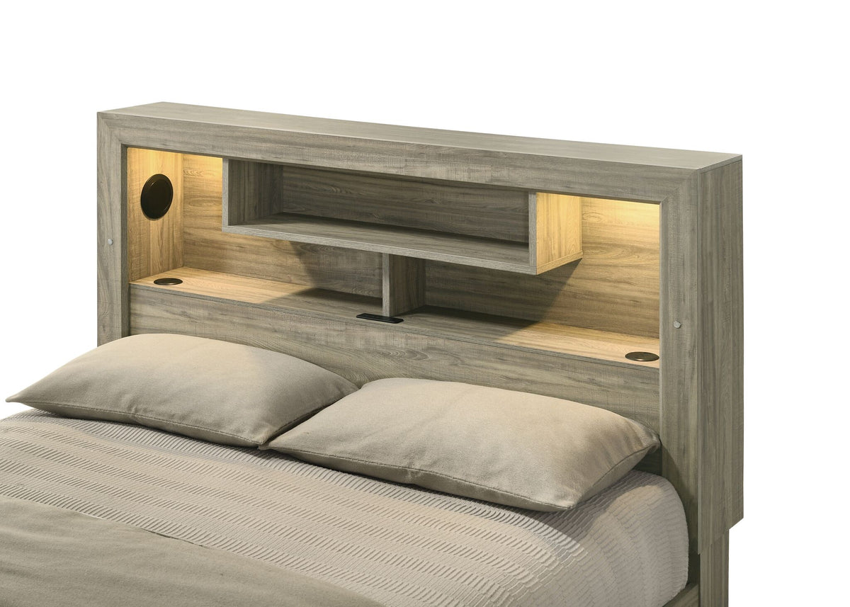 Dario 3-Piece Storage Full Bed - Light Brown, Beige