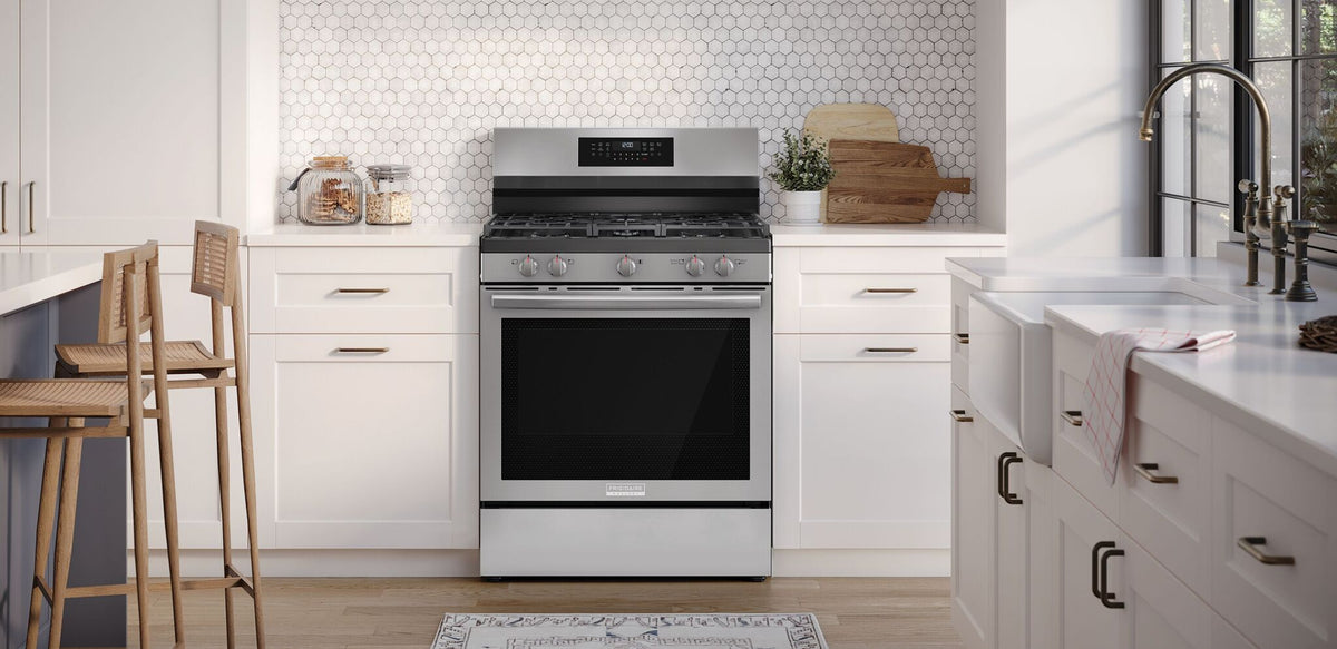 Frigidaire Gallery Smudge-Proof™ Stainless Steel 30" Rear Control Gas Range with Air Fry (5.1 Cu. Ft.) - GCRG3059BF