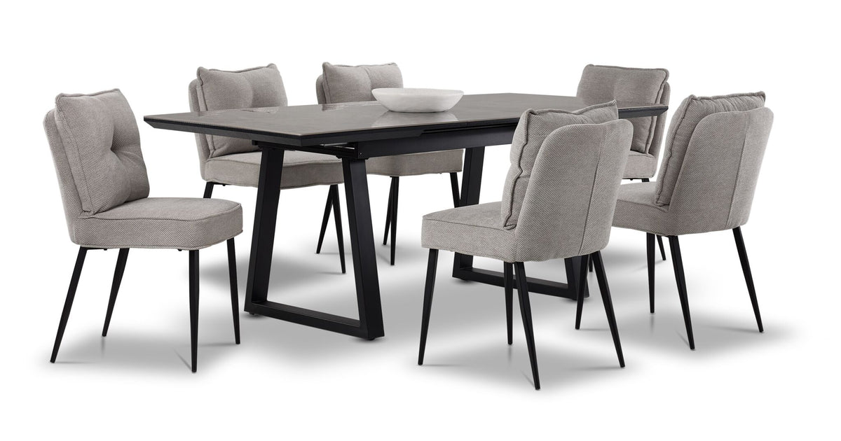 In Full Bloom - Gemini 7-Piece Extendable Dining Set - Grey