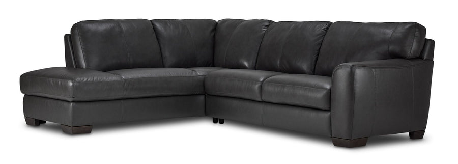 Halden Leather 2-Piece Sectional with Left Facing Chaise - Carbon Grey