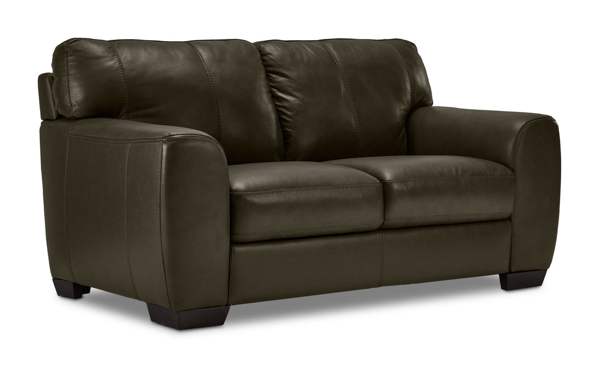 Halden Leather Sofa, Loveseat and Chair Set - Forest Green