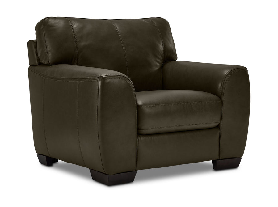 Halden Leather Chair - Forest Green