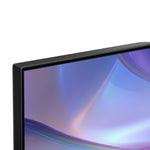 Close-up highlighting the slim upper bezel surrounding the QLED display