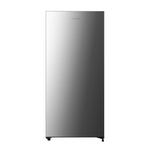 Front view of Hisense silver 22-inch 6 cu. ft. convertible upright freezer with a clean flat door, concealed handle and adjustable feet