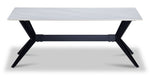 Kalani 47" Coffee Table - White Sintered Stone & Black Metal