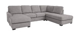Kramer 4-Piece Sectional with Right-Facing Chaise - Grey with plush cushions, curved arms and spacious chaise seating